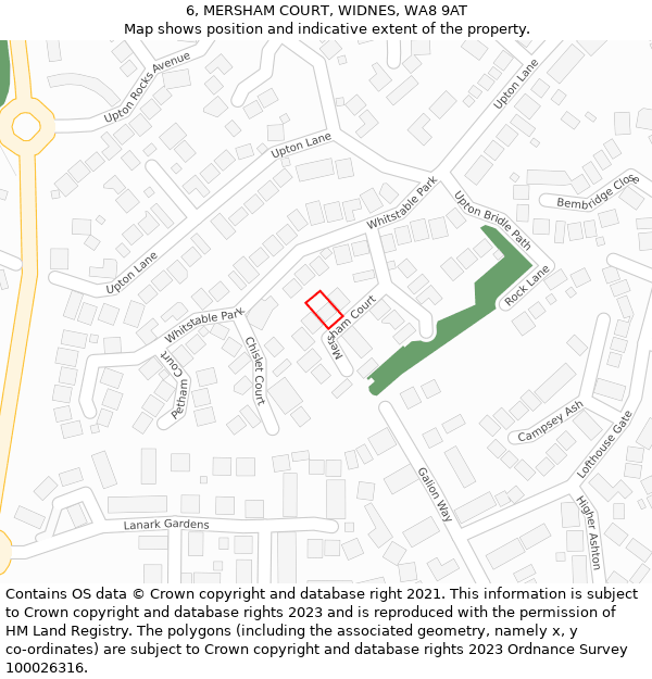 6, MERSHAM COURT, WIDNES, WA8 9AT: Location map and indicative extent of plot