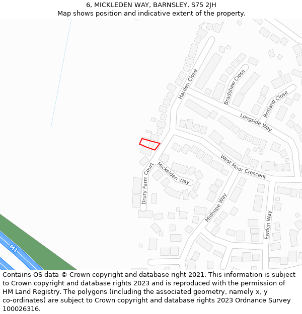 6, MICKLEDEN WAY, BARNSLEY, S75 2JH: Location map and indicative extent of plot