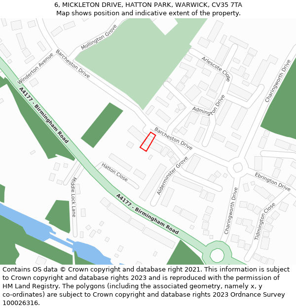 6, MICKLETON DRIVE, HATTON PARK, WARWICK, CV35 7TA: Location map and indicative extent of plot