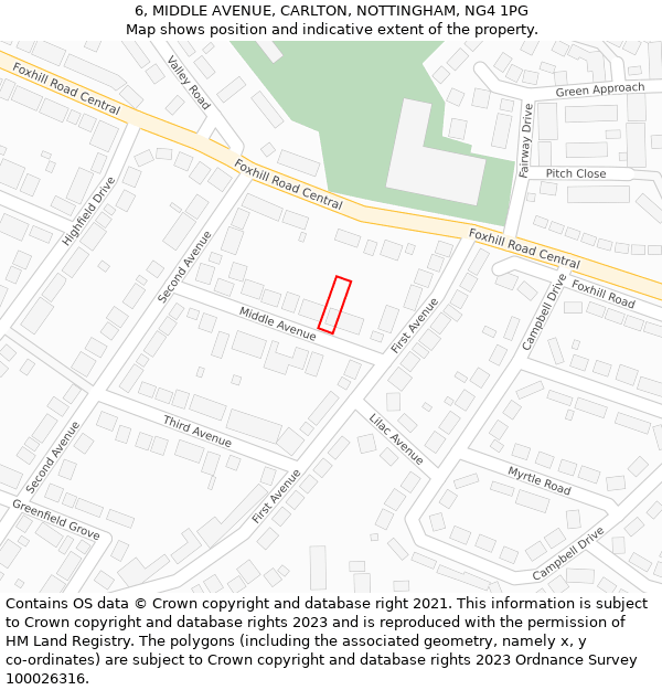 6, MIDDLE AVENUE, CARLTON, NOTTINGHAM, NG4 1PG: Location map and indicative extent of plot