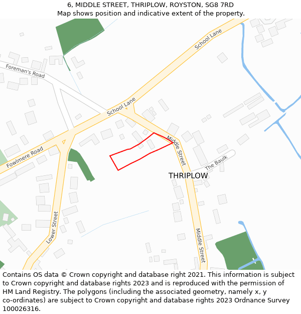 6, MIDDLE STREET, THRIPLOW, ROYSTON, SG8 7RD: Location map and indicative extent of plot