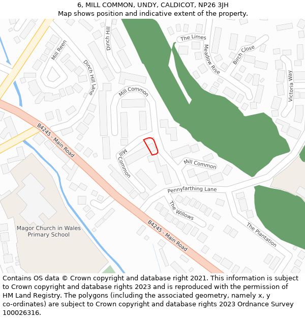 6, MILL COMMON, UNDY, CALDICOT, NP26 3JH: Location map and indicative extent of plot