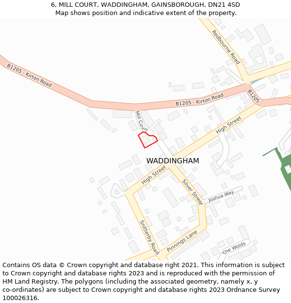 6, MILL COURT, WADDINGHAM, GAINSBOROUGH, DN21 4SD: Location map and indicative extent of plot