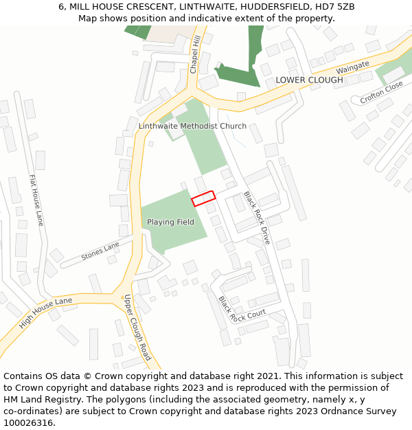 6, MILL HOUSE CRESCENT, LINTHWAITE, HUDDERSFIELD, HD7 5ZB: Location map and indicative extent of plot