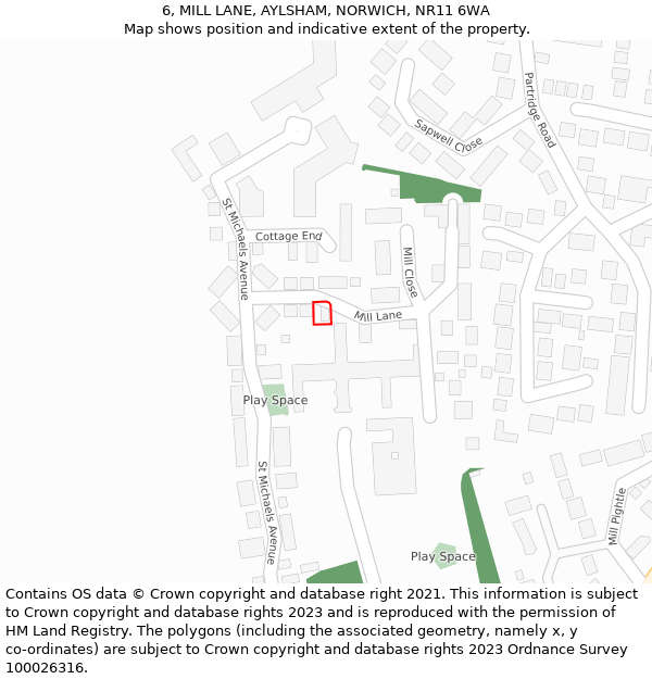 6, MILL LANE, AYLSHAM, NORWICH, NR11 6WA: Location map and indicative extent of plot