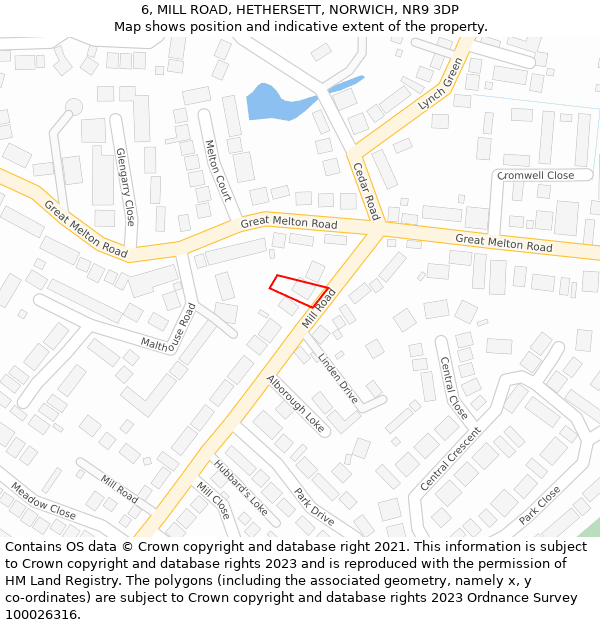 6, MILL ROAD, HETHERSETT, NORWICH, NR9 3DP: Location map and indicative extent of plot