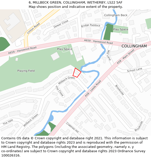 6, MILLBECK GREEN, COLLINGHAM, WETHERBY, LS22 5AF: Location map and indicative extent of plot