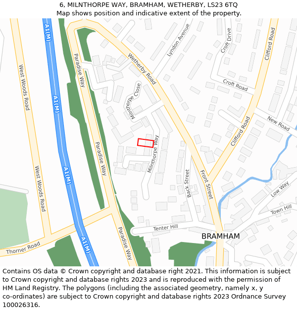 6, MILNTHORPE WAY, BRAMHAM, WETHERBY, LS23 6TQ: Location map and indicative extent of plot