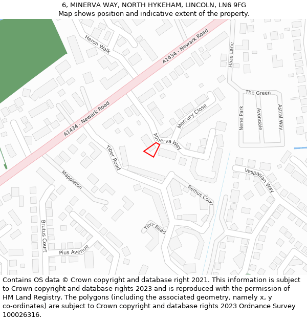 6, MINERVA WAY, NORTH HYKEHAM, LINCOLN, LN6 9FG: Location map and indicative extent of plot