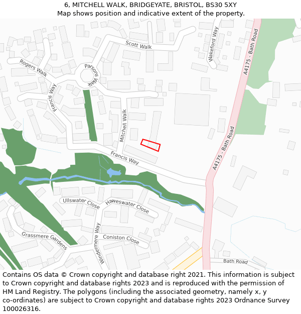 6, MITCHELL WALK, BRIDGEYATE, BRISTOL, BS30 5XY: Location map and indicative extent of plot