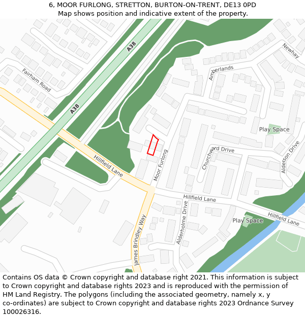 6, MOOR FURLONG, STRETTON, BURTON-ON-TRENT, DE13 0PD: Location map and indicative extent of plot