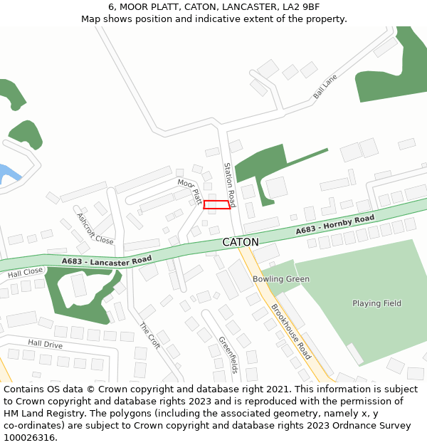 6, MOOR PLATT, CATON, LANCASTER, LA2 9BF: Location map and indicative extent of plot