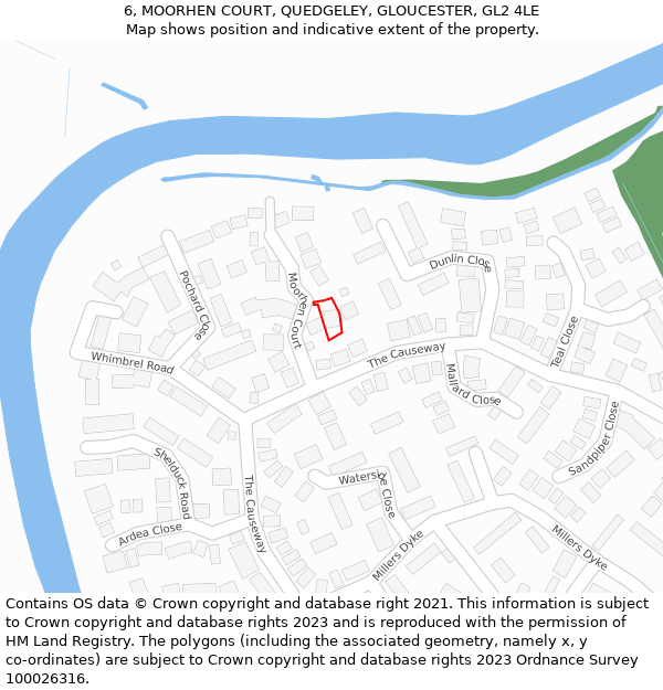 6, MOORHEN COURT, QUEDGELEY, GLOUCESTER, GL2 4LE: Location map and indicative extent of plot