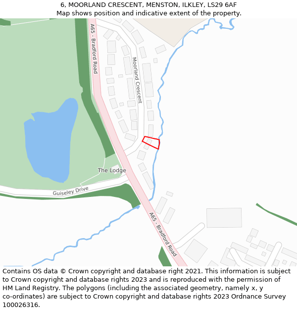 6, MOORLAND CRESCENT, MENSTON, ILKLEY, LS29 6AF: Location map and indicative extent of plot