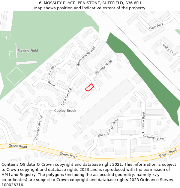 6, MOSSLEY PLACE, PENISTONE, SHEFFIELD, S36 6FH: Location map and indicative extent of plot