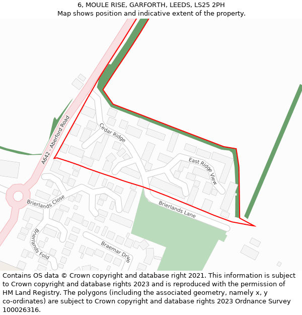 6, MOULE RISE, GARFORTH, LEEDS, LS25 2PH: Location map and indicative extent of plot