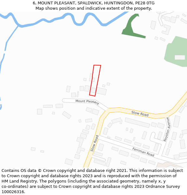 6, MOUNT PLEASANT, SPALDWICK, HUNTINGDON, PE28 0TG: Location map and indicative extent of plot