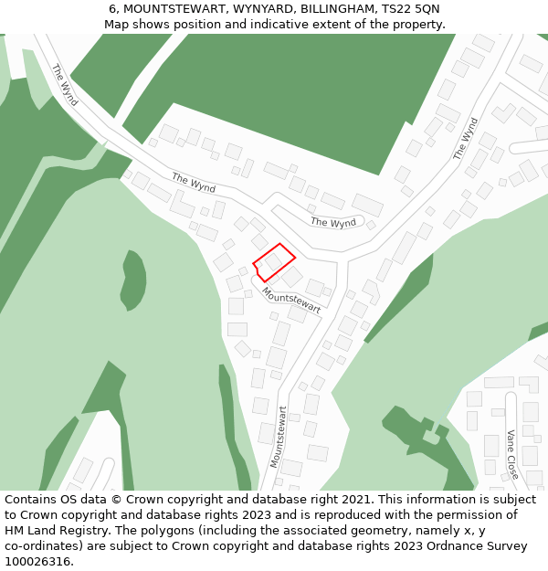 6, MOUNTSTEWART, WYNYARD, BILLINGHAM, TS22 5QN: Location map and indicative extent of plot