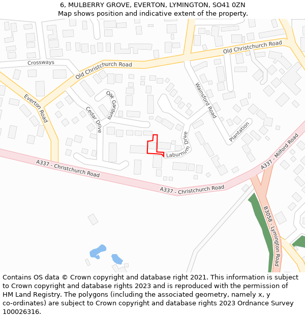 6, MULBERRY GROVE, EVERTON, LYMINGTON, SO41 0ZN: Location map and indicative extent of plot