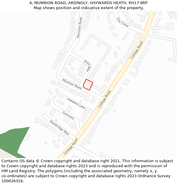 6, MUNNION ROAD, ARDINGLY, HAYWARDS HEATH, RH17 6RP: Location map and indicative extent of plot