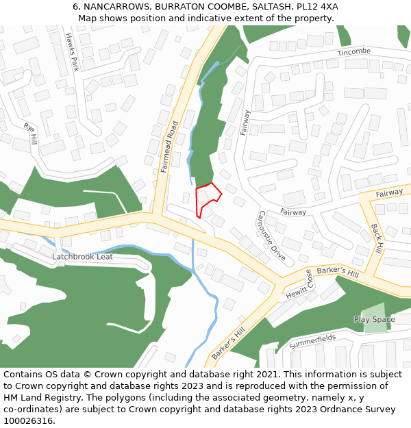 6, NANCARROWS, BURRATON COOMBE, SALTASH, PL12 4XA: Location map and indicative extent of plot