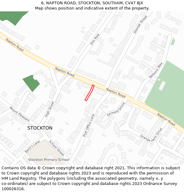 6, NAPTON ROAD, STOCKTON, SOUTHAM, CV47 8JX: Location map and indicative extent of plot