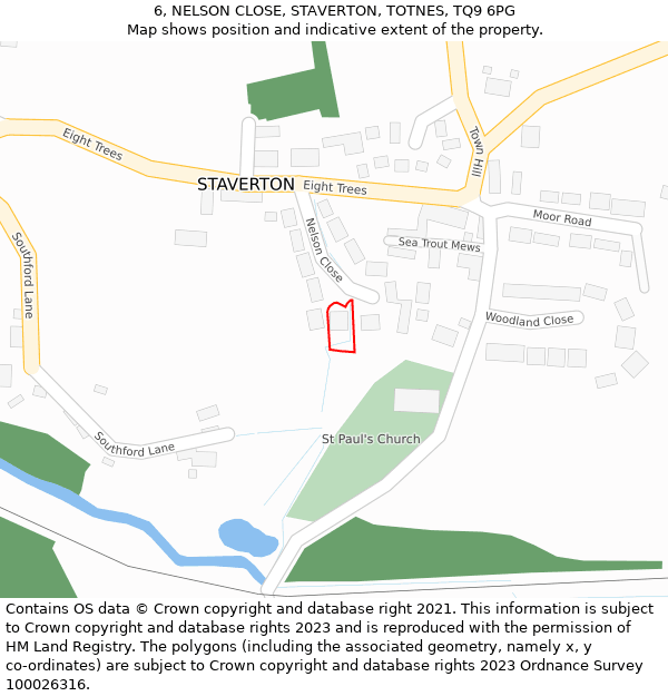 6, NELSON CLOSE, STAVERTON, TOTNES, TQ9 6PG: Location map and indicative extent of plot