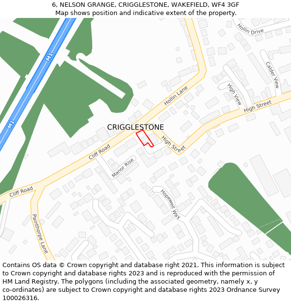 6, NELSON GRANGE, CRIGGLESTONE, WAKEFIELD, WF4 3GF: Location map and indicative extent of plot