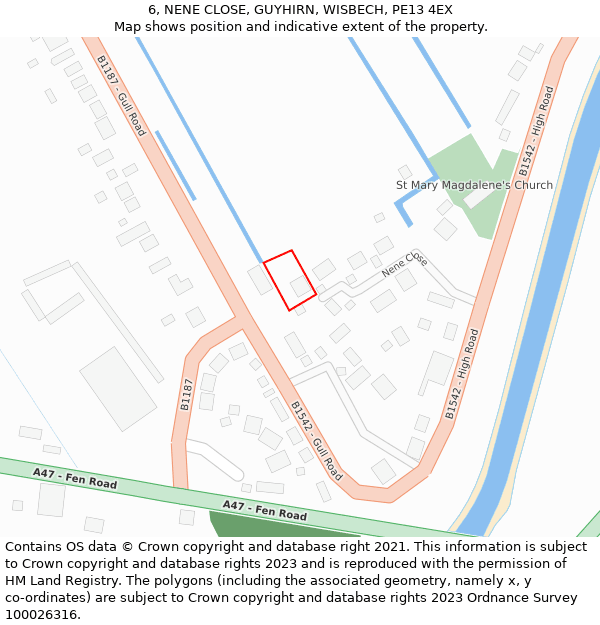 6, NENE CLOSE, GUYHIRN, WISBECH, PE13 4EX: Location map and indicative extent of plot