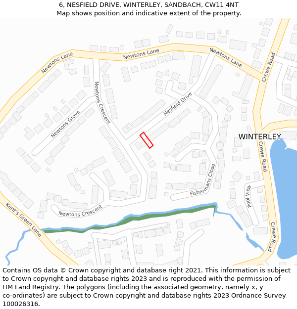 6, NESFIELD DRIVE, WINTERLEY, SANDBACH, CW11 4NT: Location map and indicative extent of plot