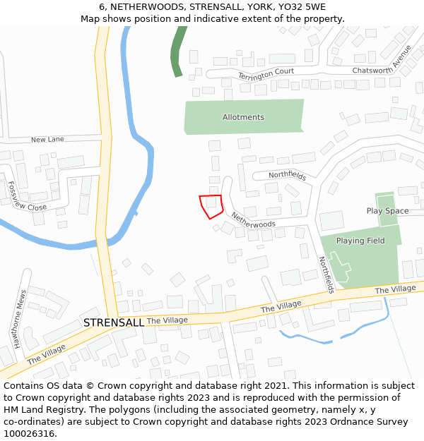 6, NETHERWOODS, STRENSALL, YORK, YO32 5WE: Location map and indicative extent of plot