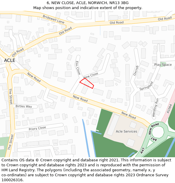 6, NEW CLOSE, ACLE, NORWICH, NR13 3BG: Location map and indicative extent of plot