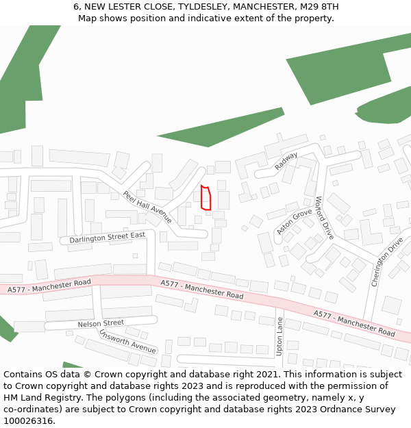 6, NEW LESTER CLOSE, TYLDESLEY, MANCHESTER, M29 8TH: Location map and indicative extent of plot