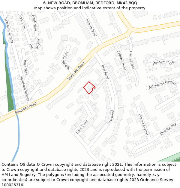 6, NEW ROAD, BROMHAM, BEDFORD, MK43 8QQ: Location map and indicative extent of plot