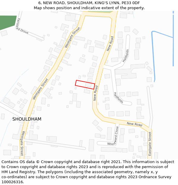 6, NEW ROAD, SHOULDHAM, KING'S LYNN, PE33 0DF: Location map and indicative extent of plot