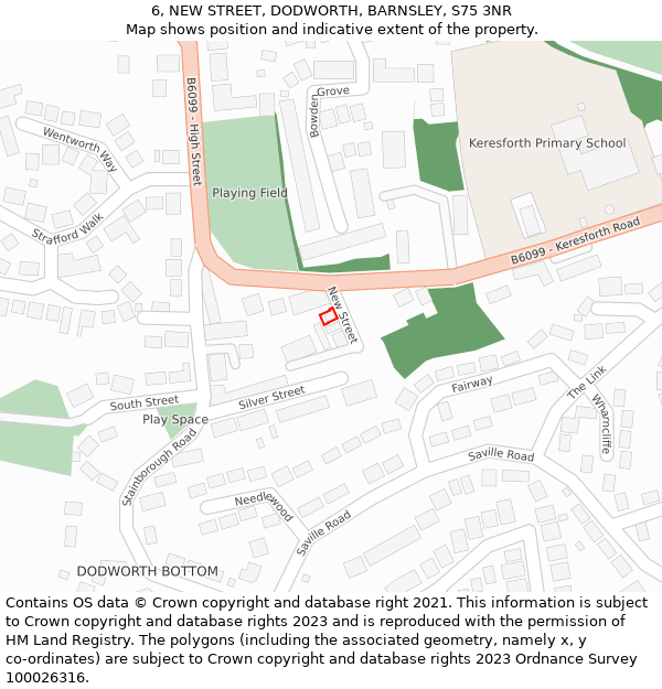 6, NEW STREET, DODWORTH, BARNSLEY, S75 3NR: Location map and indicative extent of plot