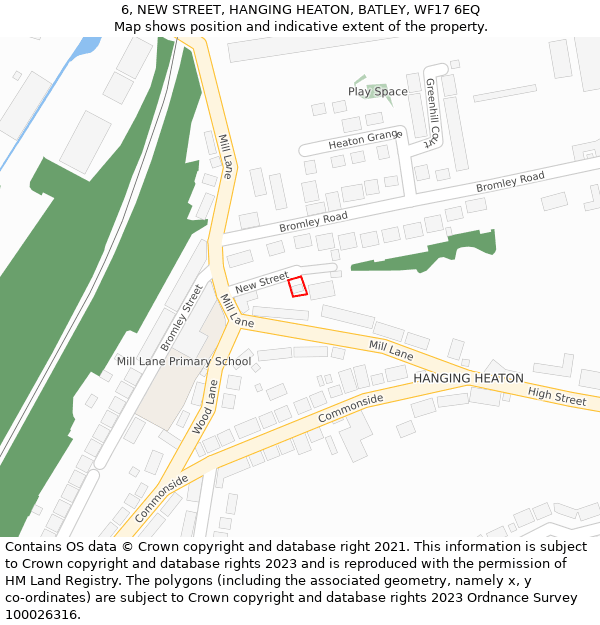 6, NEW STREET, HANGING HEATON, BATLEY, WF17 6EQ: Location map and indicative extent of plot