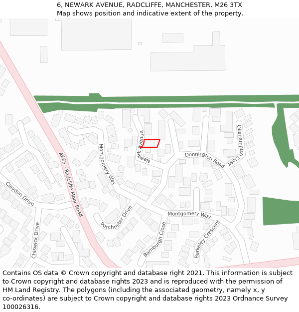 6, NEWARK AVENUE, RADCLIFFE, MANCHESTER, M26 3TX: Location map and indicative extent of plot