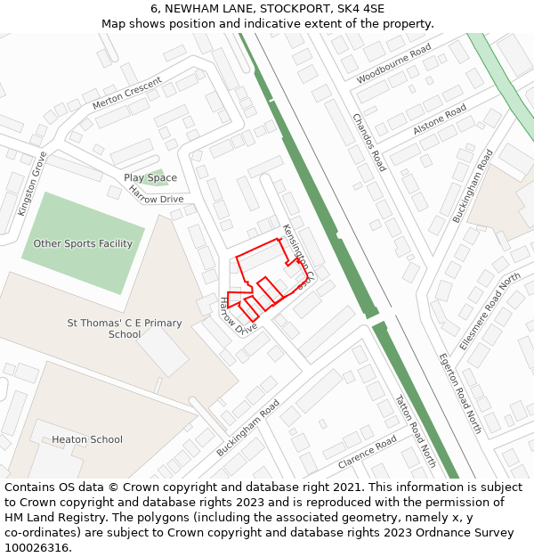 6, NEWHAM LANE, STOCKPORT, SK4 4SE: Location map and indicative extent of plot