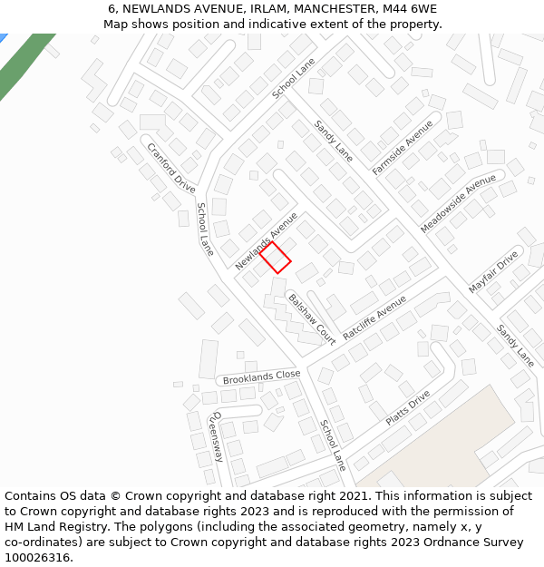 6, NEWLANDS AVENUE, IRLAM, MANCHESTER, M44 6WE: Location map and indicative extent of plot