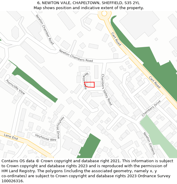 6, NEWTON VALE, CHAPELTOWN, SHEFFIELD, S35 2YL: Location map and indicative extent of plot
