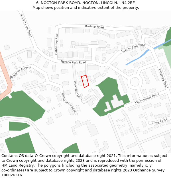 6, NOCTON PARK ROAD, NOCTON, LINCOLN, LN4 2BE: Location map and indicative extent of plot