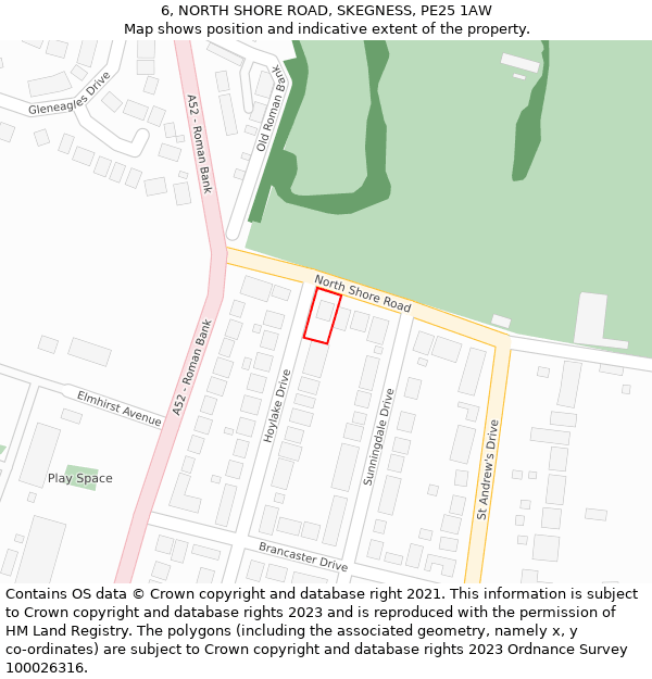 6, NORTH SHORE ROAD, SKEGNESS, PE25 1AW: Location map and indicative extent of plot