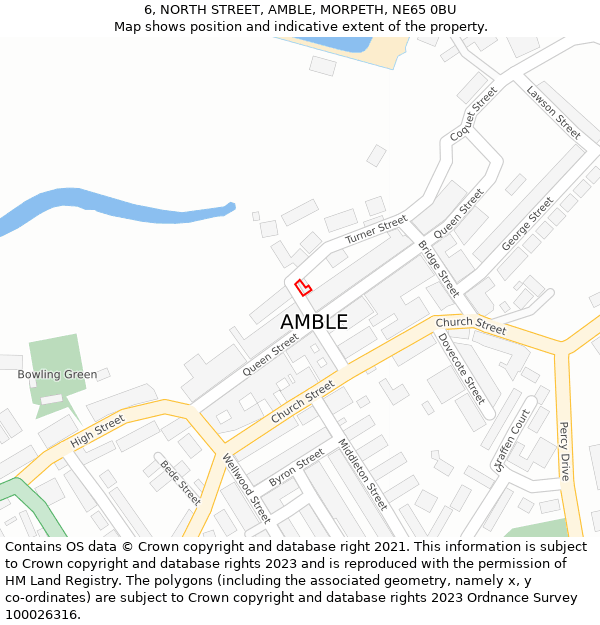 6, NORTH STREET, AMBLE, MORPETH, NE65 0BU: Location map and indicative extent of plot
