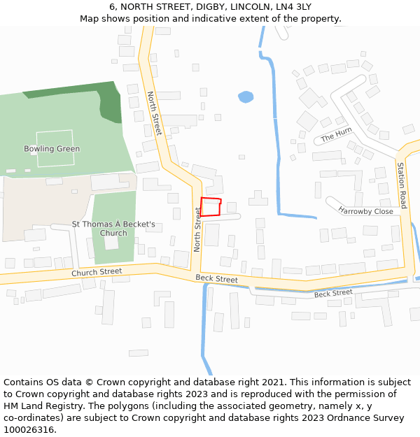 6, NORTH STREET, DIGBY, LINCOLN, LN4 3LY: Location map and indicative extent of plot