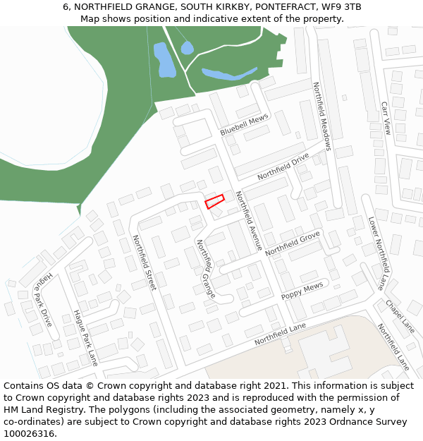 6, NORTHFIELD GRANGE, SOUTH KIRKBY, PONTEFRACT, WF9 3TB: Location map and indicative extent of plot