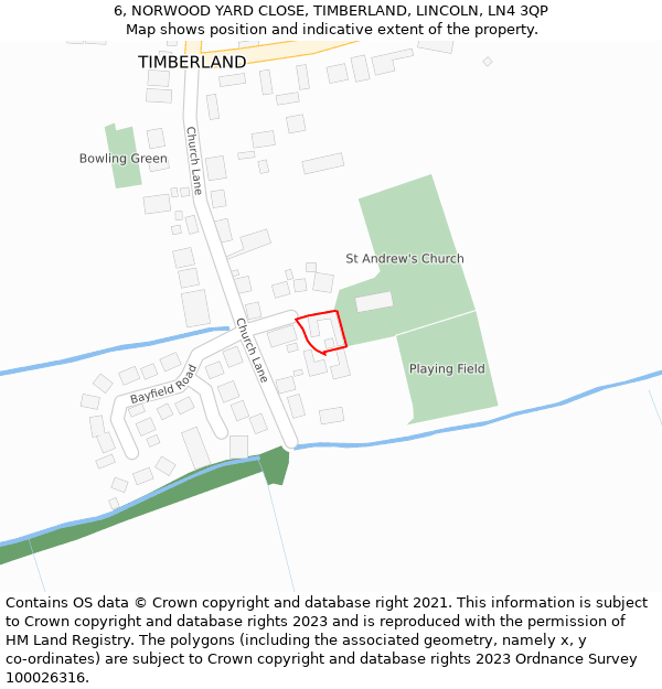 6, NORWOOD YARD CLOSE, TIMBERLAND, LINCOLN, LN4 3QP: Location map and indicative extent of plot