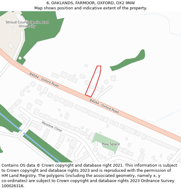 6, OAKLANDS, FARMOOR, OXFORD, OX2 9NW: Location map and indicative extent of plot