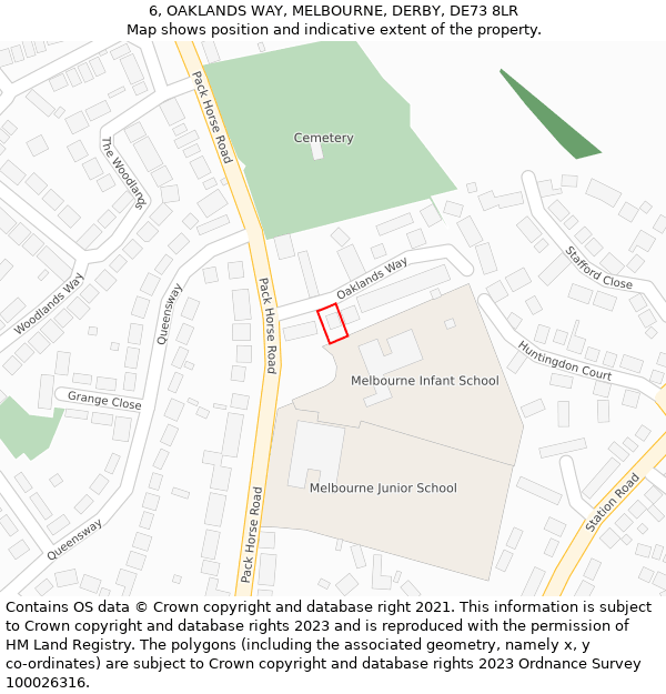 6, OAKLANDS WAY, MELBOURNE, DERBY, DE73 8LR: Location map and indicative extent of plot