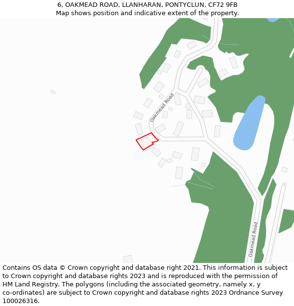 6, OAKMEAD ROAD, LLANHARAN, PONTYCLUN, CF72 9FB: Location map and indicative extent of plot